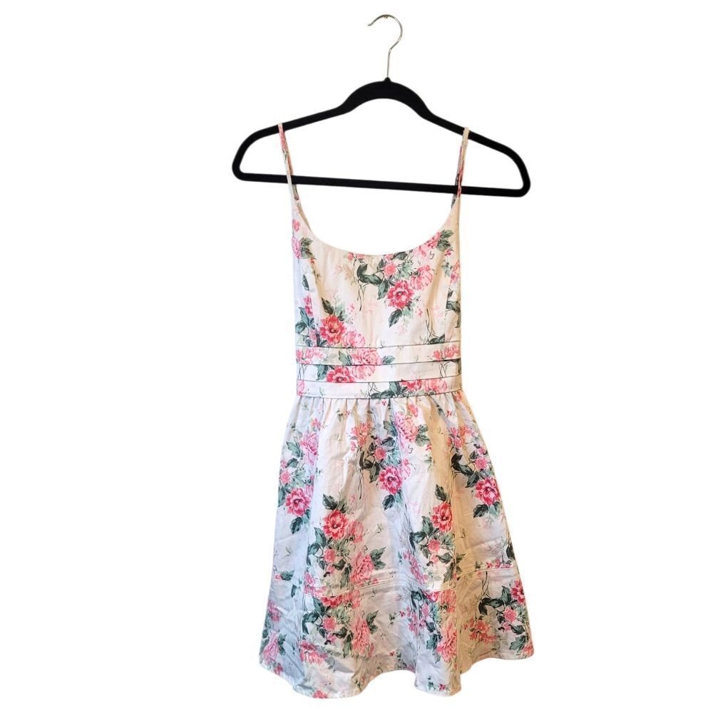 Mi Ami Francesca's White Pink Floral Tiered Mini Dress Women's Size M NWT